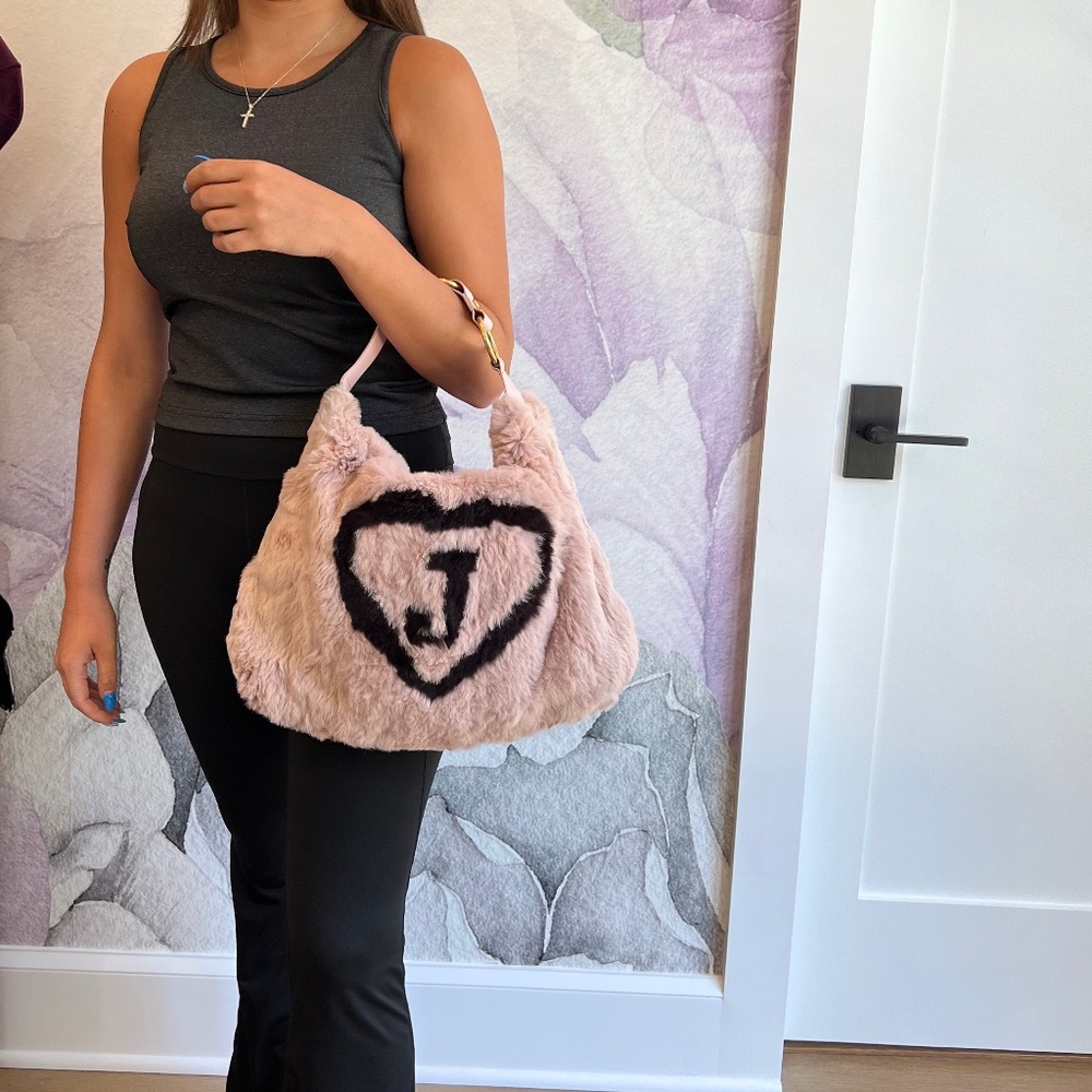 JUICY COUTURE Pink Rabbit Fur & Leather Viva La Juicy Bag Vintage Rare! NEW!